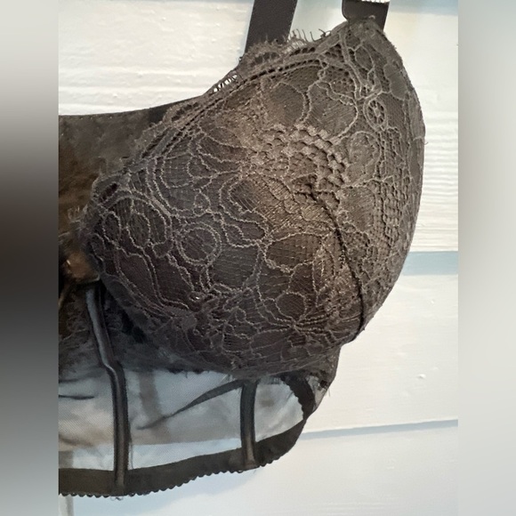 Victoria’s Secret Black Rhinestone Strap Pushup Corset Bra Top 38DD😍 - Picture 3 of 12